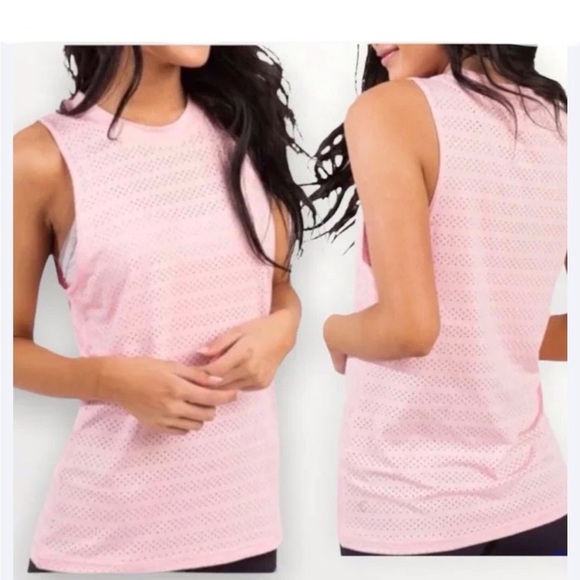 ZYIA Active Pink Blossom Perforated Chill Tank Top Crew Neck Size XXL - Picture 6 of 7